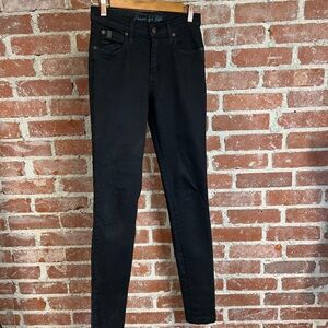 Second Yoga Jeans 25,  TALL 34 inseam, high rise skinny slim denim dark wash
